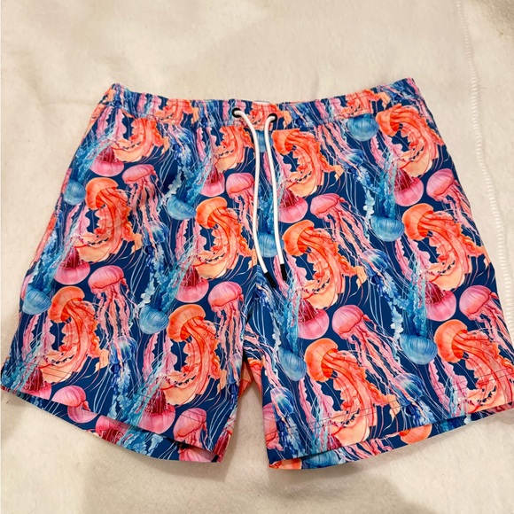NWOT Swims Bari Jellyfish Swim Shorts Men's Medium Blue Elastic Drawstring Waist - Picture 6 of 14